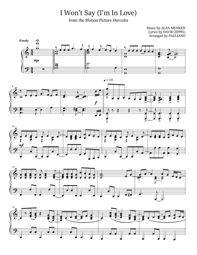 I Won't Say (I'm In Love) sheet music cover