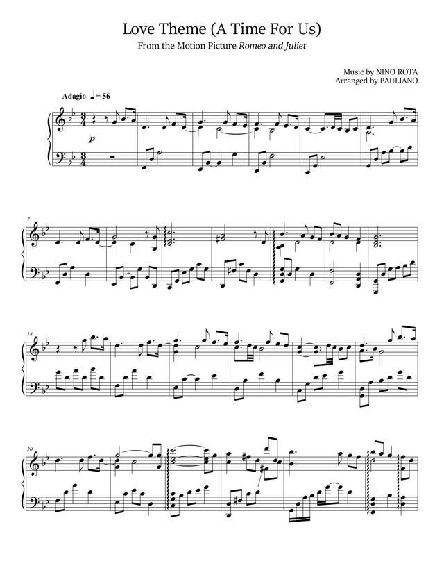Love Theme (A Time For Us) sheet music cover