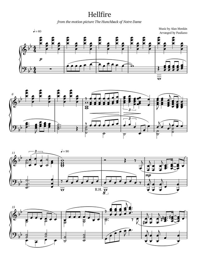 Hellfire — piano sheet music preview