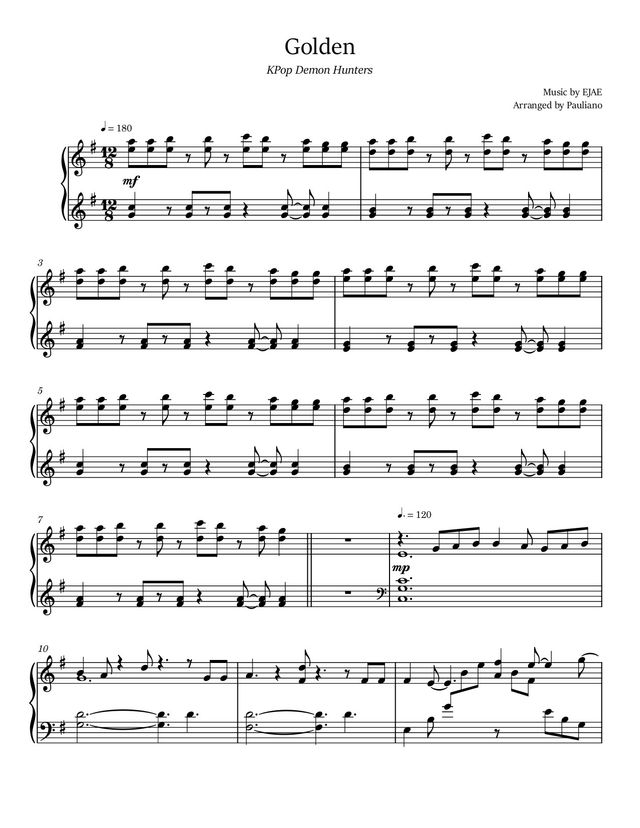 Golden sheet music cover