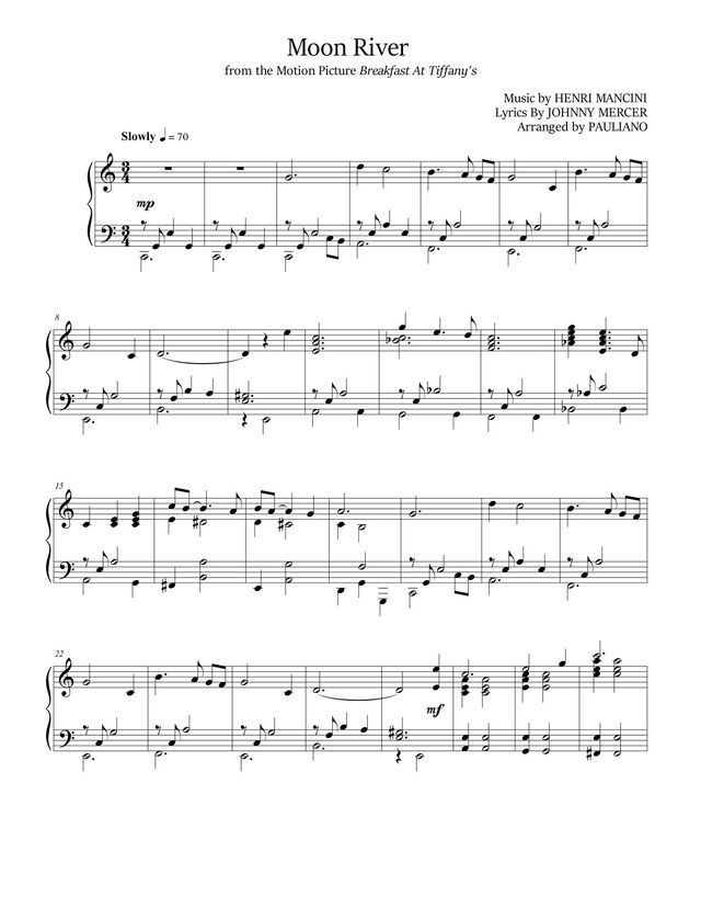 Moon River sheet music cover