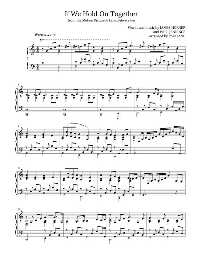 If We Hold On Together sheet music cover