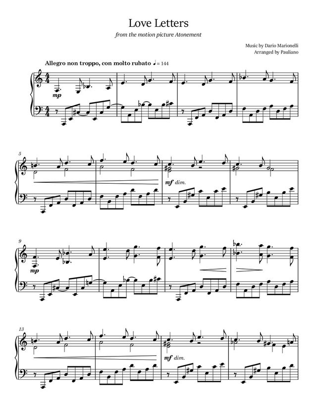 Love Letters — piano sheet music preview